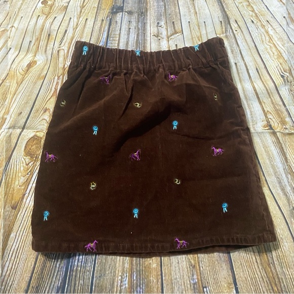 Hartstrings Brown Soft Corduroy Horse Equestrian Race Stretch Skirt - Picture 3 of 5